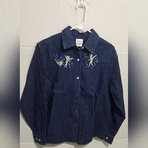 Vintage Disney Tinkerbell  Denim Button Button Up shirt Medium